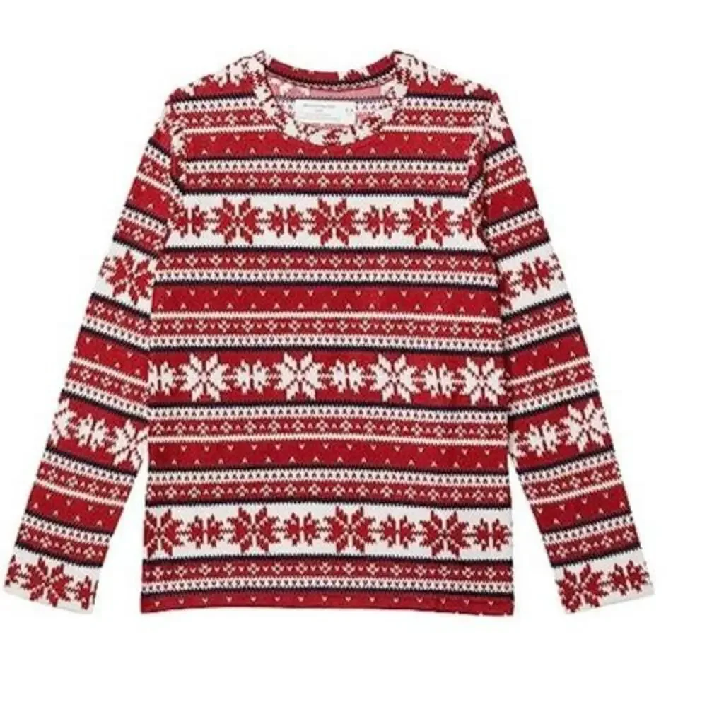 Abercrombie Holiday Snit Pajama Kids 11-12 Red Aztec Long Sleeve Pullover GBO190